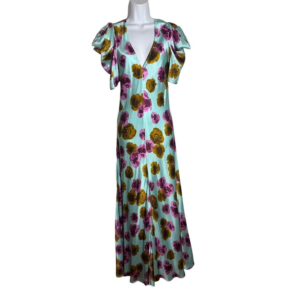 Lee Mathews 100% Silk Bloom Dress Women’s Sz. 0 - Picture 5 of 9